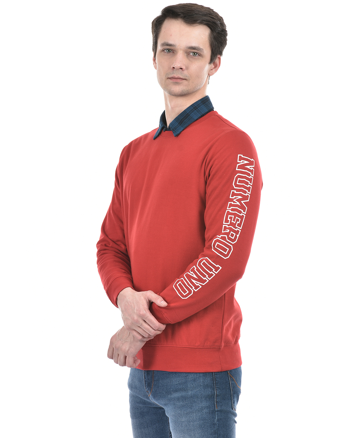 Numero Uno Men Typography Red Sweat Shirt